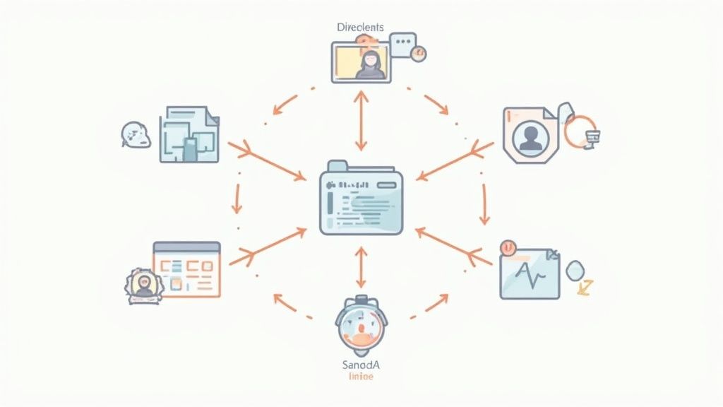 An illustration of a smart calendar interface with event details.