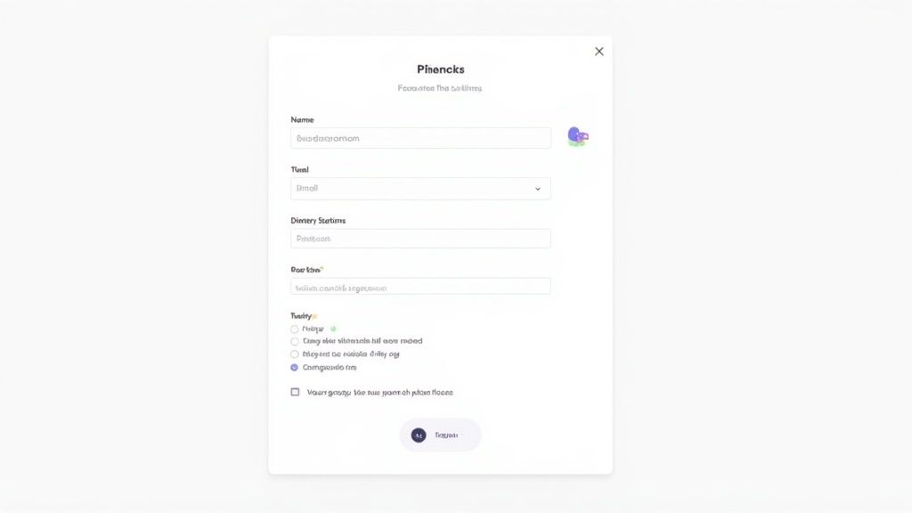 Ein angepasstes Online-RSVP-Formular mit Feldern für Ernährungseinschränkungen und einem Firmenlogo.