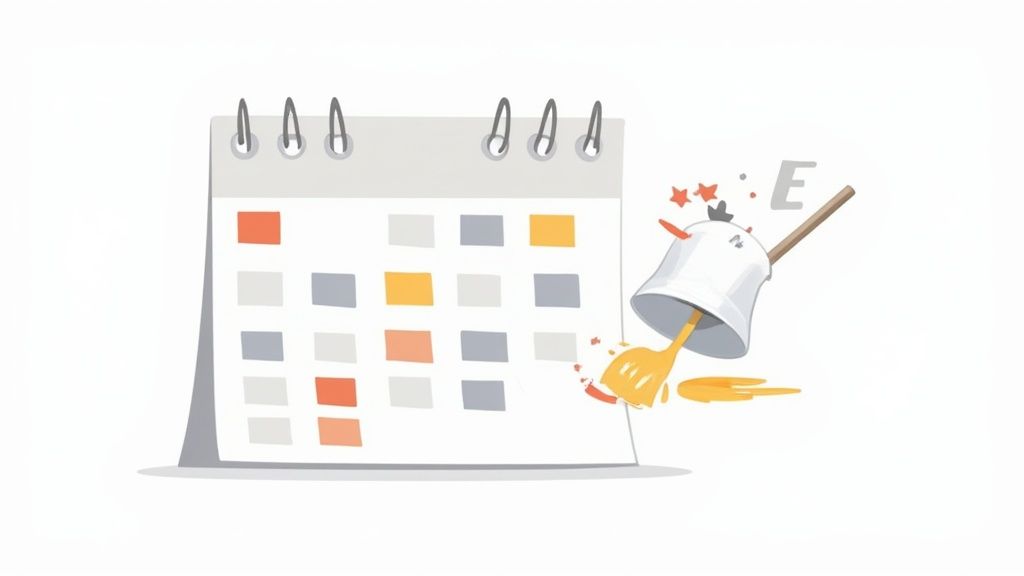 Ein Kalender mit farbkodierten Terminen auf einem Bildschirm