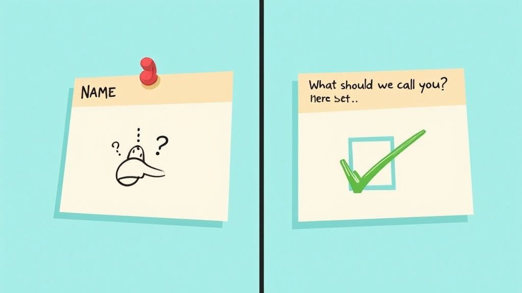 Ein klares, gut beschriftetes Formular auf einem Desktop-Bildschirm, das das Prinzip der Verwendung beschreibender Labels veranschaulicht.