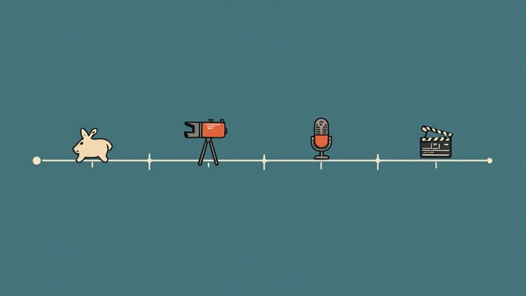 Eine Person am Schreibtisch, die Content auf einem Whiteboard für ein Virtual Event plant.