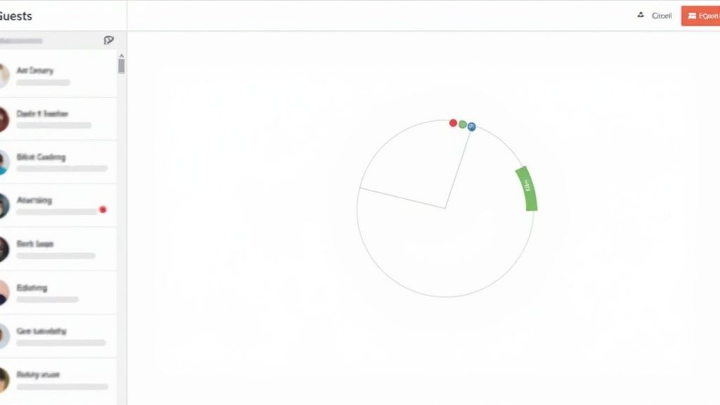 Ein Dashboard, das Echtzeit-RSVP-Tracking mit Gästenamen und Status zeigt.