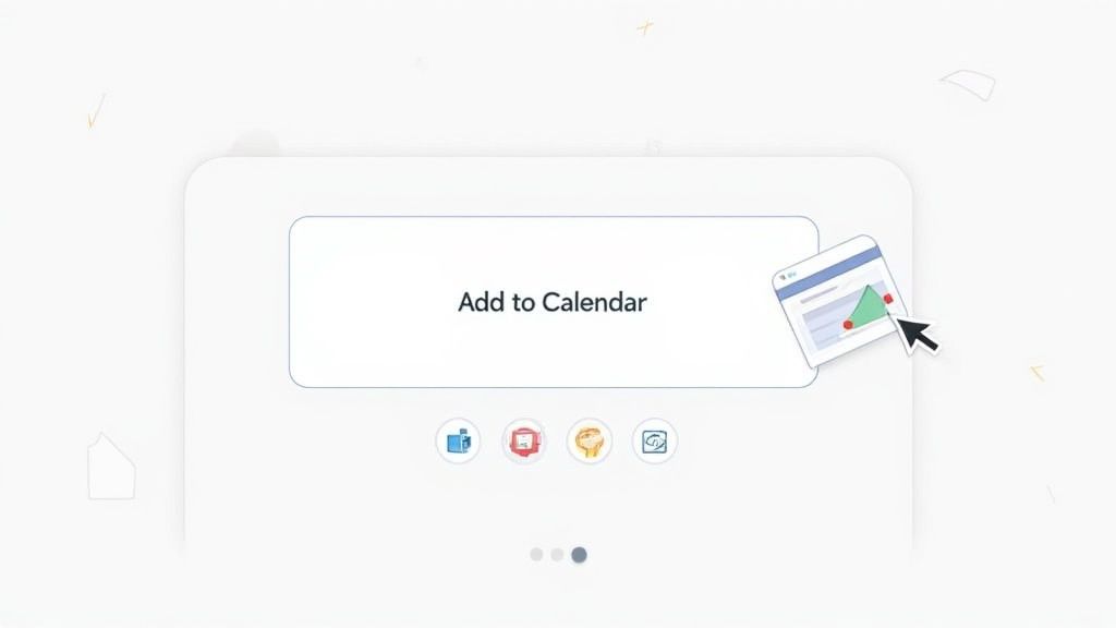 Ein 'Add to Calendar' Button wird auf einer Website geklickt.